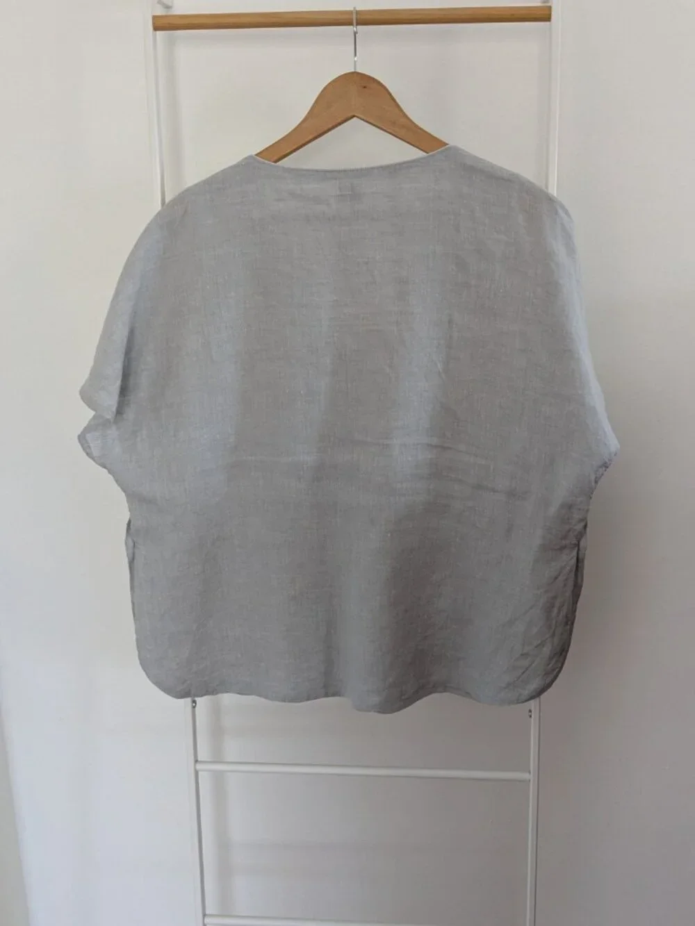 Organic Gray Linen POETRY Boxy Top Short Sleeve | Size 10 | Fully Lined - Picture 6 of 13